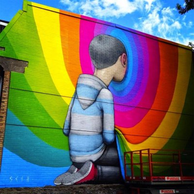 Радужные детские галактики в стрит-арте Seth Globepainter