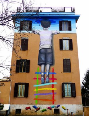 Радужные детские галактики в стрит-арте Seth Globepainter